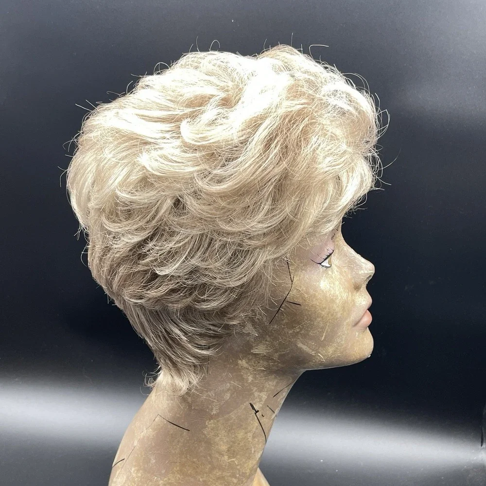 Vintage Short Blonde Wig Modacrylic PVC Fiber Made In Korea
